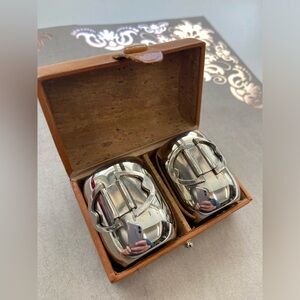 Vintage travel size Moscow mule copper mugs in case, Hickok Germany